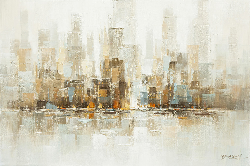 PXYW610 Wall décor art oil on canvas abstact skyline brown tones